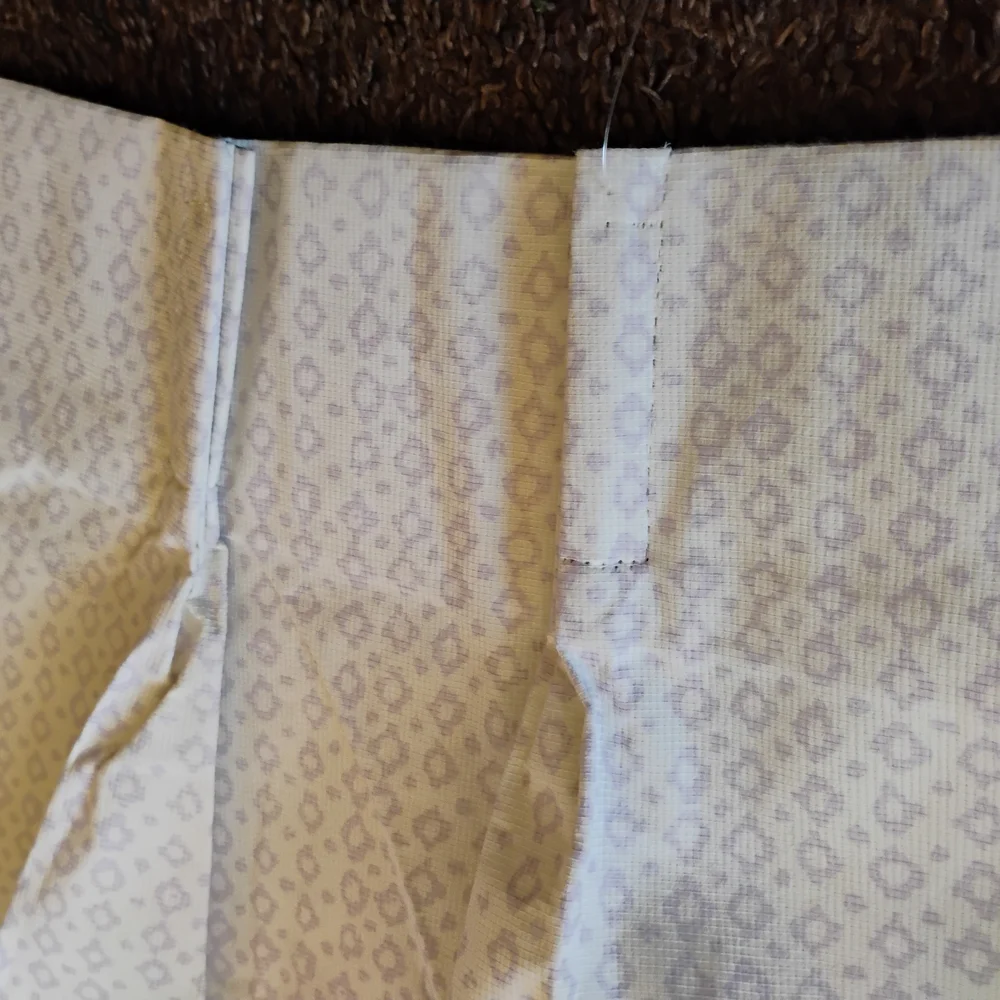 Source Unknown Cream and Pink Accent Curtains